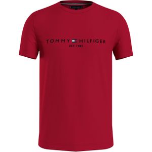 Tommy Hilfiger Tommy Logo Tee, heren T-shirt korte mouw O-hals, rood -  Maat: XS