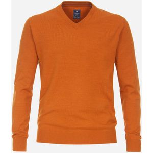 Redmond heren trui katoen, V-hals, terracotta (middeldik) -  Maat: XL