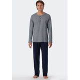 SCHIESSER selected! premium pyjamaset, heren pyjama lang met knoopjes, blauw met wit gestreept