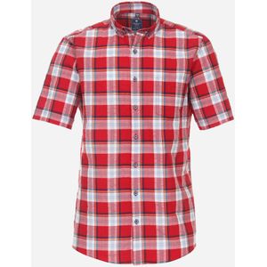 3 voor 99 | Redmond modern fit overhemd, korte mouw, popeline, rood geruit