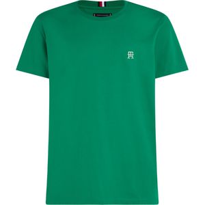 Tommy Hilfiger Monogram Tee, heren T-shirt korte mouw O-hals, groen -  Maat: S