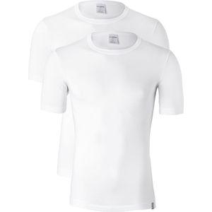 SCHIESSER 95/5 heren T-shirt (2-pack), O-hals, wit