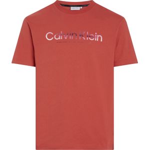 Calvin Klein Diffused Logo T-shirt, heren T-shirt korte mouw O-hals, rood -  Maat: M