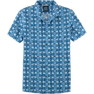 OLYMP Casual modern fit overhemd, korte mouw, popeline, bleu dessin