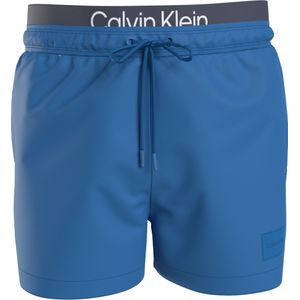 Calvin Klein Short Drawstring double waistband swimshort, heren zwembroek, blauw -  Maat: S