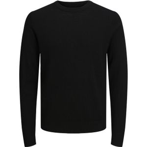 JACK & JONES Mark merino knit crew neck slim fit, heren pullover wol met O-hals, zwart -  Maat: XL