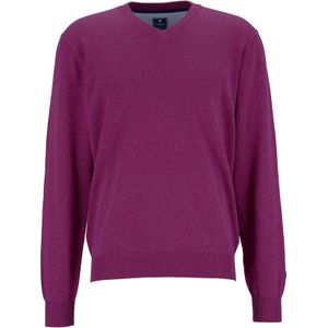 Redmond heren trui katoen, V-hals, magenta, donker paars-roze -  Maat: 4XL