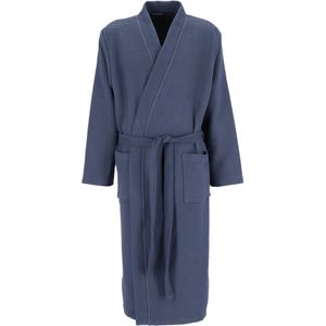 SCHIESSER heren badjas, dun wafel pique, donkerblauw -  Maat: XL