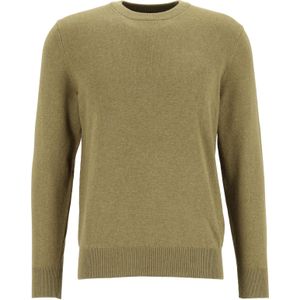 Marc O'Polo regular fit pullover, heren trui wol- met katoenmengsel met O-hals, mosgroen (middeldik)