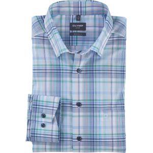 OLYMP Luxor modern fit overhemd, popeline, cyaan geruit