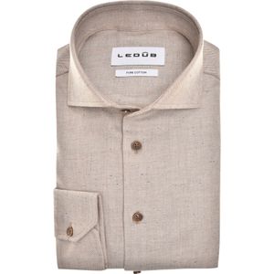 Ledub modern fit overhemd, flanel, lichtbruin