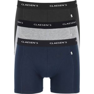 Claesen's Basics boxers (3-pack), heren boxers lang, zwart, grijs en blauw -  Maat: L
