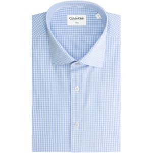 Calvin Klein modern fit overhemd, Thermo Micro Check Fitted Shirt, lichtblauw geruit 40