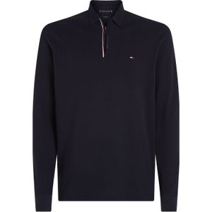 Tommy Hilfiger slim fit heren polo, Gs Zip Rwb Tipped L/s Slim Polo, blauw