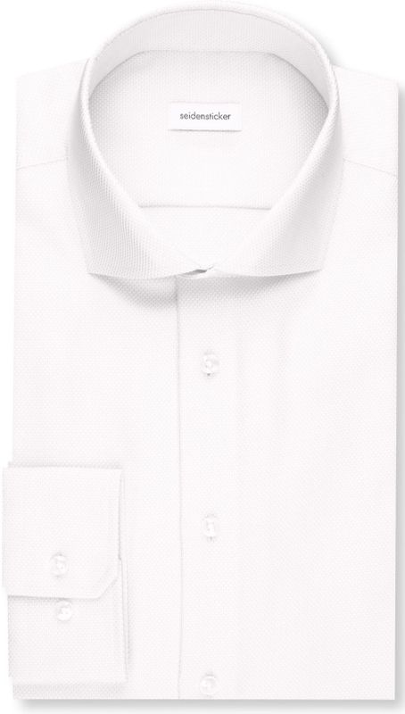 Seidensticker shaped fit overhemd, mouwlengte 7, structuur, wit