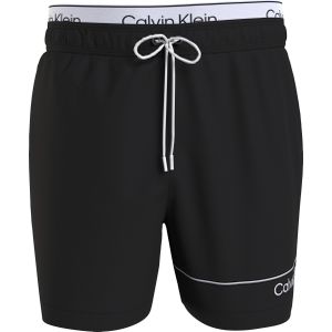 Calvin Klein Medium Drawstring double waistband swimshort, heren zwembroek, zwart -  Maat: XXL