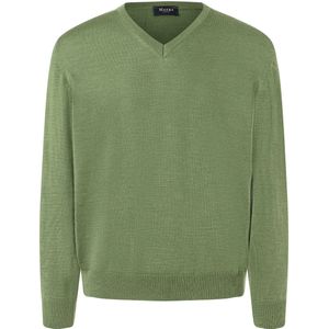 MAERZ Classic Fit heren trui met V-hals wol, groen
