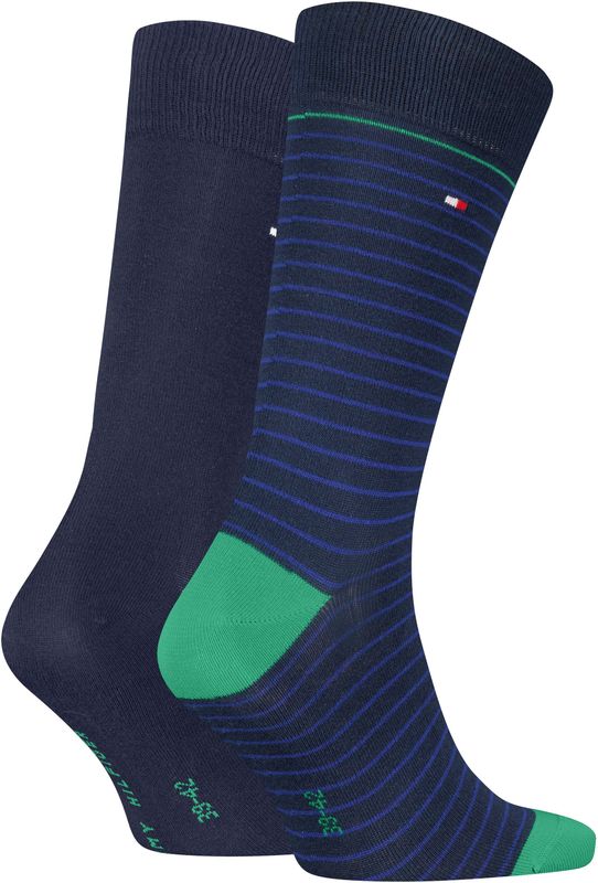 Tommy Hilfiger Small Stripe Sock (2-pack), heren sokken, blauw gestreept
