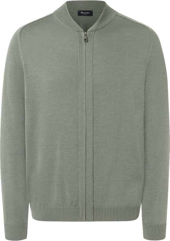 MAERZ Classic Fit heren vest met rits wol, grijsgroen