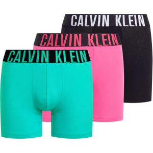 Calvin Klein Boxer Briefs (3-pack), heren boxers extra lang, zwart, roze, groen -  Maat: L