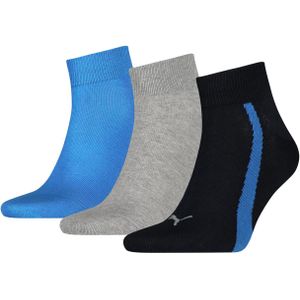 Puma Unisex Lifestyle Quarter (3-pack), unisex hoge enkelsokken, blauw, grijs, blauw