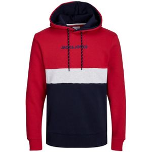 JACK & JONES Reid blocking sweat hood regular fit, heren hoodie katoenmengsel met capuchon, rood