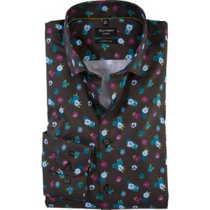 OLYMP No. 6 Six super slim fit overhemd, popeline, smaragdgroen dessin