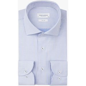 Profuomo slim fit heren overhemd, mouwlengte 72 cm, dobby, blauw gestreept