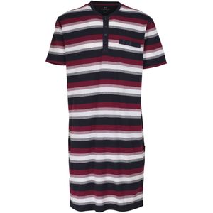 Gotzburg heren nachthemd korte mouw en O-hals met knoopjes, donkerblauw gestreept