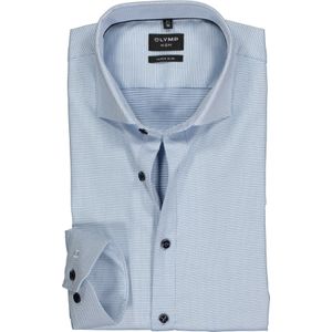 OLYMP No. 6 Six super slim fit overhemd, lichtblauw structuur met wit en donkerblauw 42