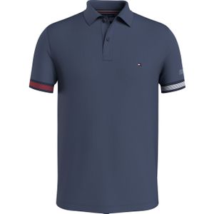 Tommy Hilfiger Flag Cuff Slim Polo, heren poloshirt, jeansblauw