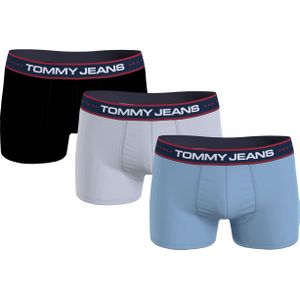 Tommy Hilfiger Jeans heren boxers normale lengte (3-pack), trunk, zwart, grijs, lichtblauw -  Maat: XL