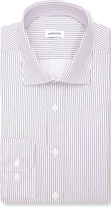 Seidensticker - Businessoverhemd - Donkerblauw - Slim 1/1 Kent Kraag Gestreept