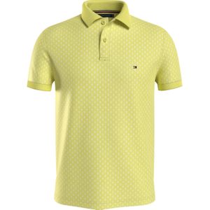 Tommy Hilfiger Micro Print Slim Polo, heren poloshirt, lichgeel