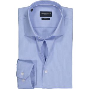 Cavallaro Napoli Pantano slim fit overhemd, dobby, blauw met wit 43