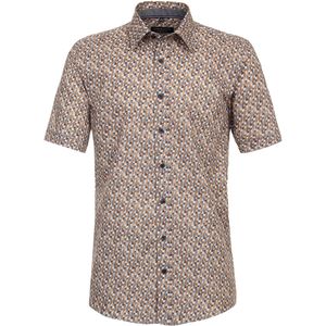 CASA MODA - Multicolor Fantasie - Overhemd - Oranje - Korte Mouw - Strijkvriendelijk