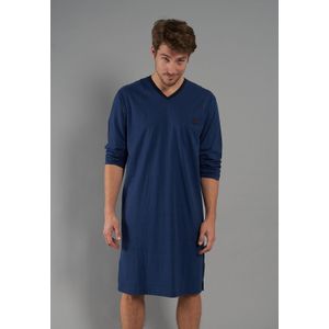 Ceceba heren nachthemd V-hals, donkerblauw gestreept