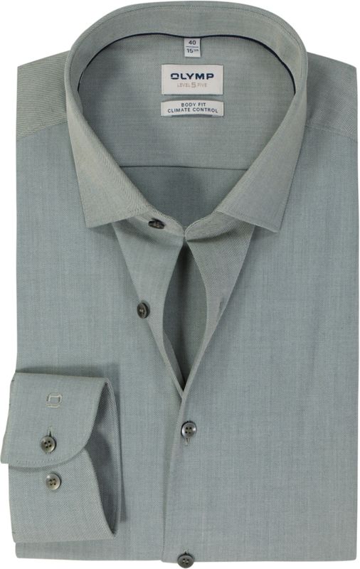 OLYMP Level Five 24/Seven Overhemd, body fit, Modern Kent, Lindegroen