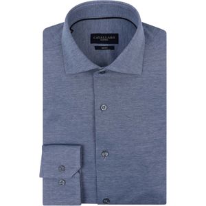Cavallaro Napoli Piquo Shirt slim fit overhemd, tricot, petrol blauw 42