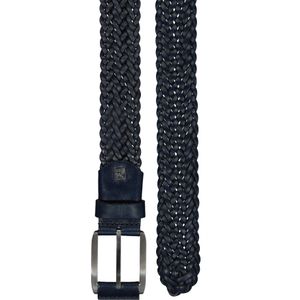 LINDENMANN leren heren riem, marine blauw gevlochten