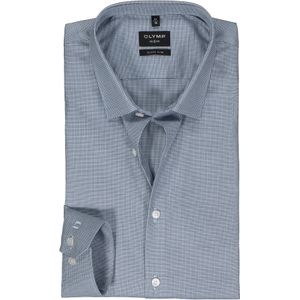 OLYMP No. 6 Six super slim fit overhemd, structuur, licht- met donkerblauw en wit mini dessin 39