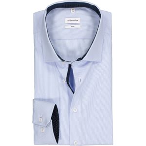 Seidensticker slim fit overhemd, blauw met wit gestreept (contrast) 38