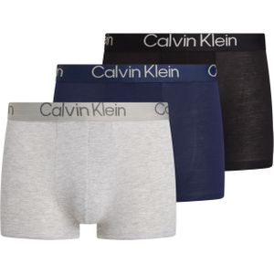 Calvin Klein Trunk (3-pack), heren boxers normale lengte, zwart, blauw, grijs -  Maat: L