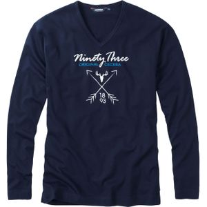 Ceceba heren T-shirt lange mouw met V-hals (1-pack), donkerblauw