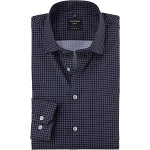 OLYMP - No. 6 - Overhemd - Donkerblauw - Super Slim Fit, Mouwlengte 7, Strijkvriendelijk, Kent Kraag