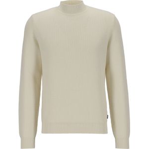 BOSS Derano regular fit trui wolmengsel, heren trui middeldik turtleneck, wit
