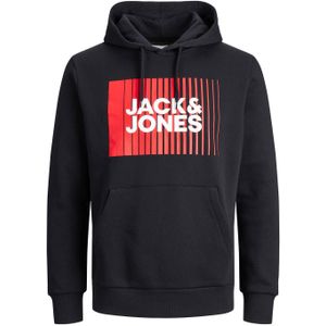 JACK & JONES Corp logo sweat hood play regular fit, heren hoodie katoenmengsel met capuchon, zwart -  Maat: XS