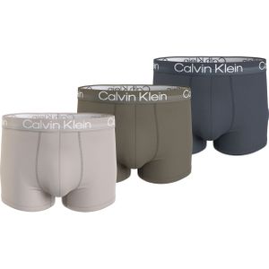 Calvin Klein Trunk (3-pack), heren boxers normale lengte, beige, olijfgroen, donkergrijs -  Maat: M