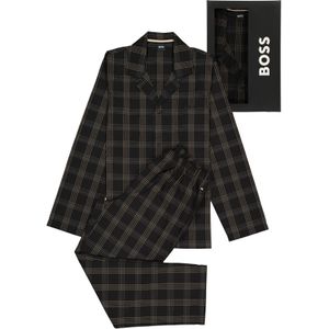 HUGO BOSS Urban Pyjama, heren pyjamaset, zwart met beige geruite broek -  Maat: M