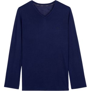 HOM Cocooning long sleeve shirt v, heren T-shirt, donkerblauw